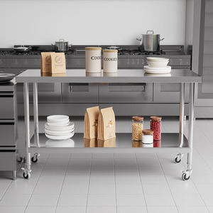 Movable Two-Tier Stainless Steel Workbench - Silver / 150cm by Livingandhome