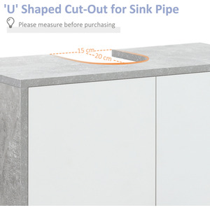 Kleankin Bathroom Under Sink Cabinet - White, Grey by Kleankin