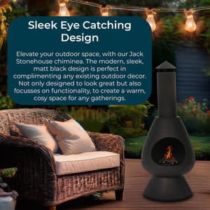 JSH Outdoor Fire Chiminea - Matt Black