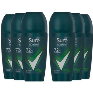 Sure Men Antiperspirant Deodorant Roll On 72H Nonstop, Quantum Dry - 50ml - 6 by Sure