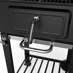 BBQ Smoker Grill Adjustable Coal Tray Thermometer - Black by House of Home