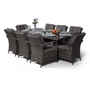 Arizona Square Rattan Patio Dining Set with Ice Bucket Drinks Cooler - Grey / 8 by Giardino