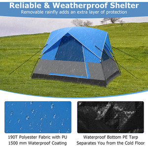 3-Person Outdoor Camping Tent - Blue by Costway