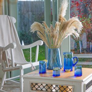 Merzouga Recycled Glass Tumblers with Jug Water Juice Glasses Pitcher - Blue by Nicola Spring