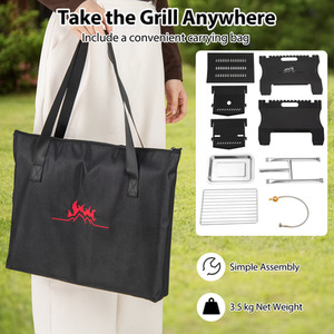 2-in-1 Camping Grill - Black by Costway