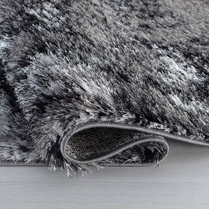 Modern Soft Two Tone Shimmer Shaggy Area Rugs - Silver / 60x220 cm Runner by Desire Rugs