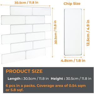 3D Glossy Peel and Stick Wall Tile Stickers - White / 6 by WALPLUS