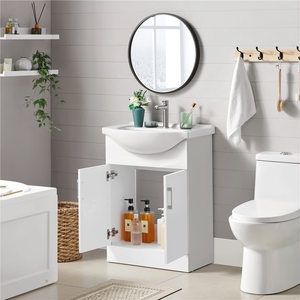 Freestanding Bathroom Vanity with Ceramic Sink - White by Yaheetech