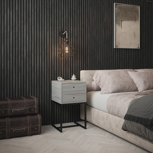 4x Wood Acoustic Slatted Wall Panels - Smoke Black by Aluxo