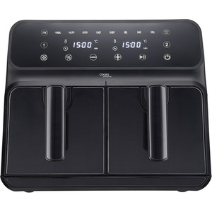 Dual Air Fryer 8L XL Capacity and Digital Display - Black by Cooks Professional