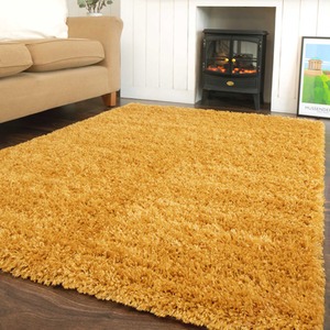 Super Soft Yellow Ochre Shaggy Living Area Rug by The Rug House