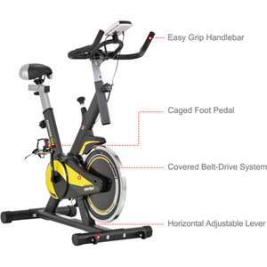 HOMCOM Upright Exercise Bike with Adjustable Resistance Seat - Black and Yellow by HOMCOM