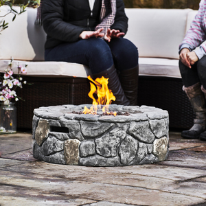 Outdoor Heater with Lava Rocks and Cover - Grey by Teamson Home