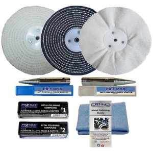 Bench Grinder Metal Polishing Kit Aluminium Alloy Brass 8pc by Pro-Max Professional Quality Tools