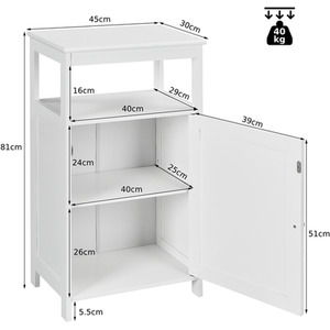 Bathroom Single Door Floor Cabinet - White by Costway