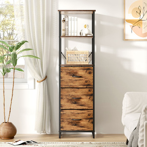 Tall Wooden Storage Cabinet with 2 Shelves - Natural by komore