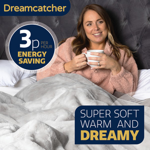 Double Faux Fur Electric Heated Throw - Light Grey by Dreamcatcher