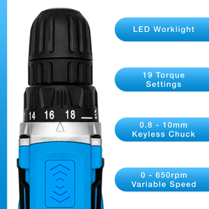 Cordless Drill 20V Li-Ion Battery Electric Screwdriver - Blue by Naerok