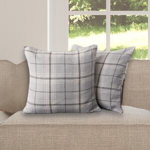 Pack Of Woven Check Cushion Covers - Grey / 2 by OHS