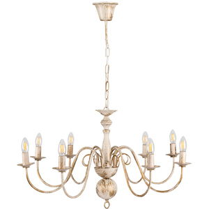 Gothica Flemish 8 Way White Distressed Ceiling Light Chandelier - White by ValueLights