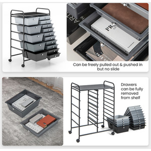 15-Drawer Mobile Storage Trolley - Grey by Costway