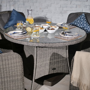 PARIS 4 Seater Round Imperial Dining Set - Grey by Royalcraft