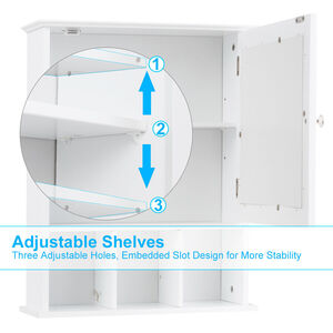 Bathroom Wall Cabinet Display Shelving Unit - White by Costway