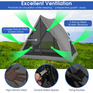 Pop-up Camping Tent - Grey by Costway