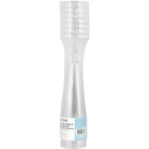 Pack of 8 Silver Sparkle Champagne Glasses - Silver