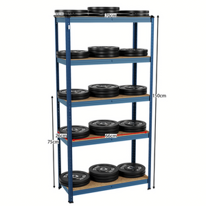 5 Tier Heavy Duty Adjustable Steel Garage Shelving Unit - 875kg Weight Capacity - Blue / 30cm by Vida Designs