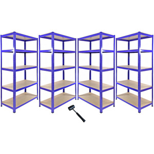 Monster Racking T-Rax Corner Shelving Unit and 4x 90cm Garage Storage Bays - Blue by Monster Racking