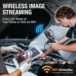 360 Degree Articulating Inspection Camera with 6-inch Monitor and Dual Lens - Black by Teslong