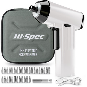 34 Piece 3.6V USB Cordless Electric Screwdriver Set and bits by Hi-Spec