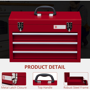 DURHAND Tool Chest Lockable Tool Box with Handle Latch - Red / 22cm / 32cm by DURHAND