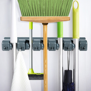 Wall-Mounted Broom Holder - Dark Gray by Costway
