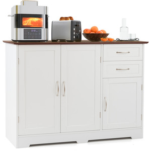 Costway Buffet Sideboard Storage Cabinet Console Table Furniture - White by Costway