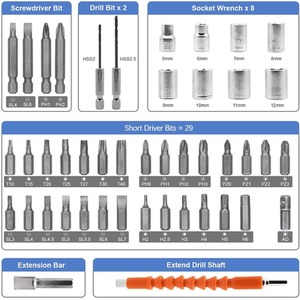 Cordless Drills DIY Tools Set of 47 - Blue