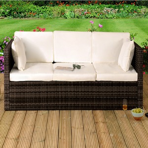 Rattan Sun Lounger Storage Sofa - Brown by Comfy Living