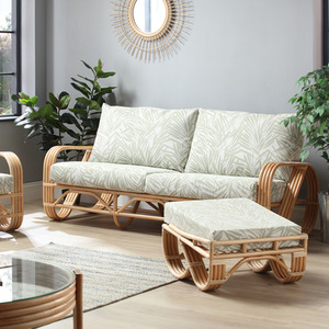 Pretzel Rattan Conservatory Large 3 Seater Sofa in Tropical - Neutral by Desser