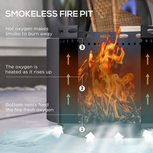 Outsunny Stainless Steel Smokeless Fire Pit - Black by Outsunny