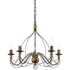 Corte 5 Light Chandelier Rust Brown Finish, E14 - Rust brown