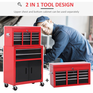 HOMCOM Portable Toolbox - Red by HOMCOM