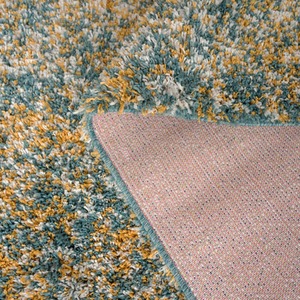 Teal Ochre Mottled Soft Shaggy Area Rug by The Rug House
