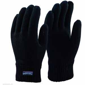 Mens 3M Black Thinsulate Thermal Lined Winter Gloves - Black / M-L by Thinsulate