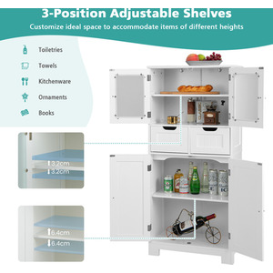 Freestanding Floor Cabinet - White by Costway