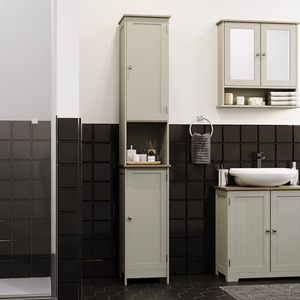 Priano 2 Door Tall Cabinet - Light Grey by Vida Designs
