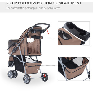Pawhut Pet Travel Stroller - Brown by Pawhut