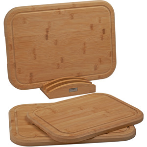 Cooks Professional 3 Piece Bamboo Chopping Board Set with Bamboo Stand - Natural by Cooks Professional