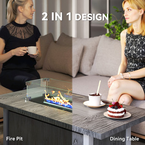 Outsunny 50,000 BTU Propane Gas Fire Pit Table with Wind Guard by Outsunny