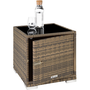 2 Rattan Sunloungers with Table and Protective Cover - Neutral by tectake